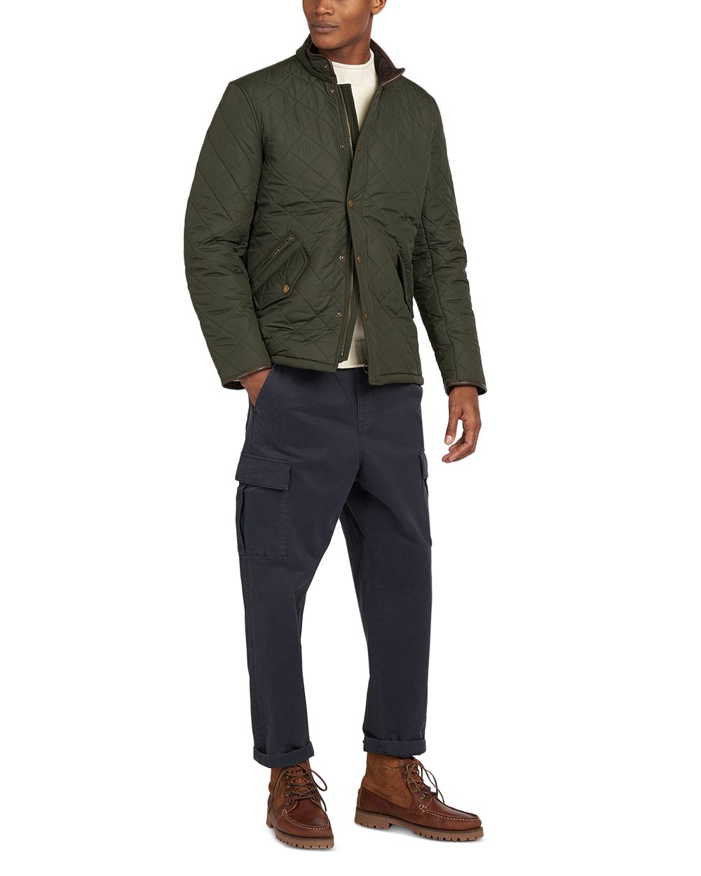 Barbour Powell Polar Quilt Jacket Sage full look