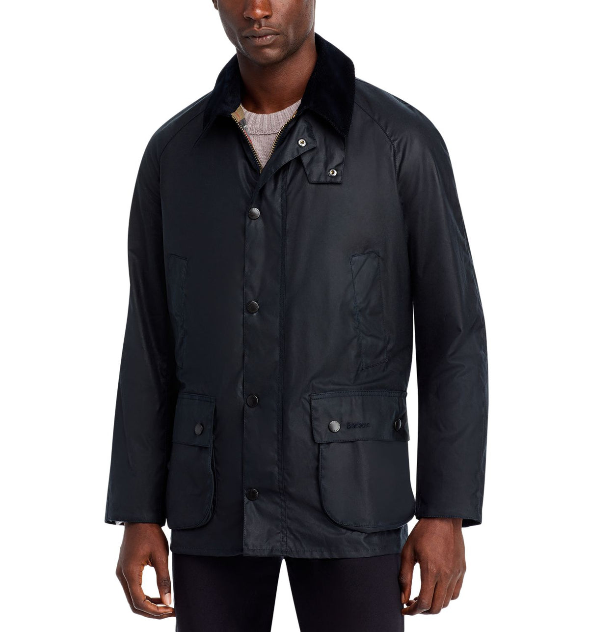 Barbour Men's Ashby Tailored Waxed Cotton Jacket Navy