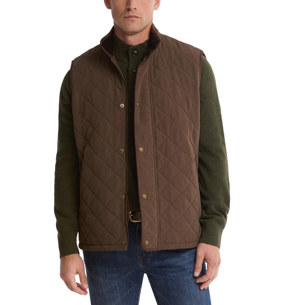 Barbour Men's Rosley Polar Quilt Button Gilet Dark Olive