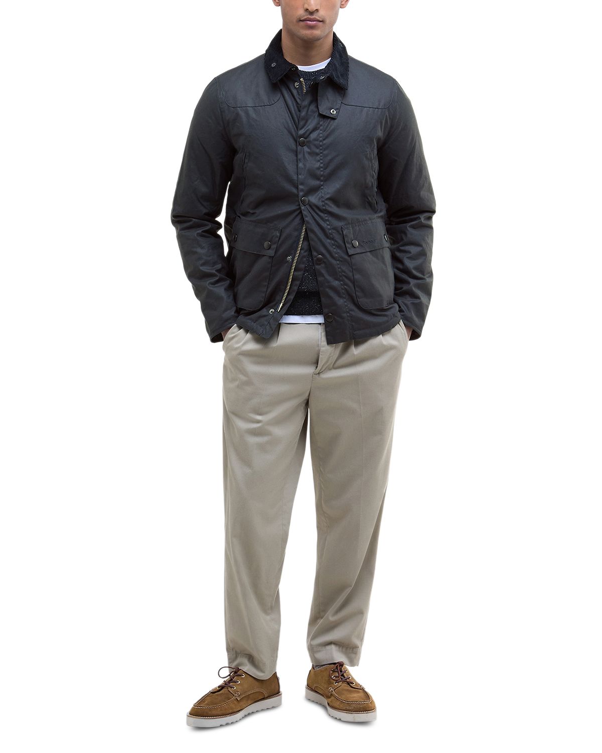 Barbour Men's Reelin Cotton Wax Jacket Navy