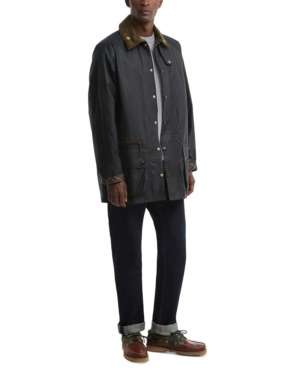 Barbour Icons Beaufort Cotton Wax Jacket Navy side