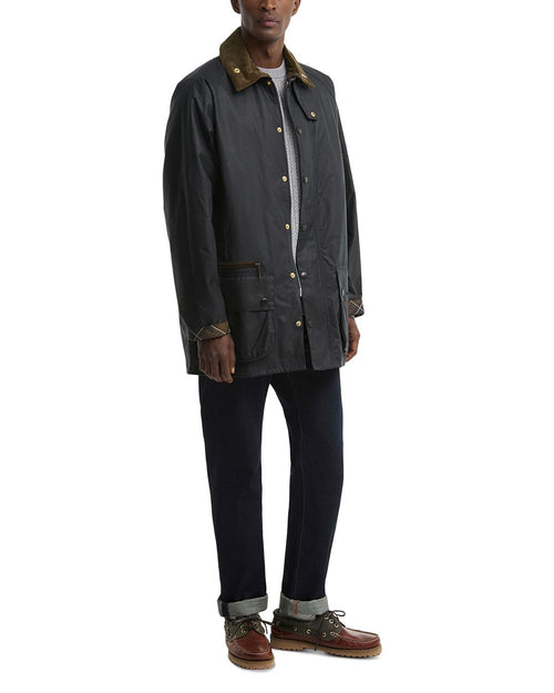 Barbour Icons Beaufort Cotton Wax Jacket Navy side