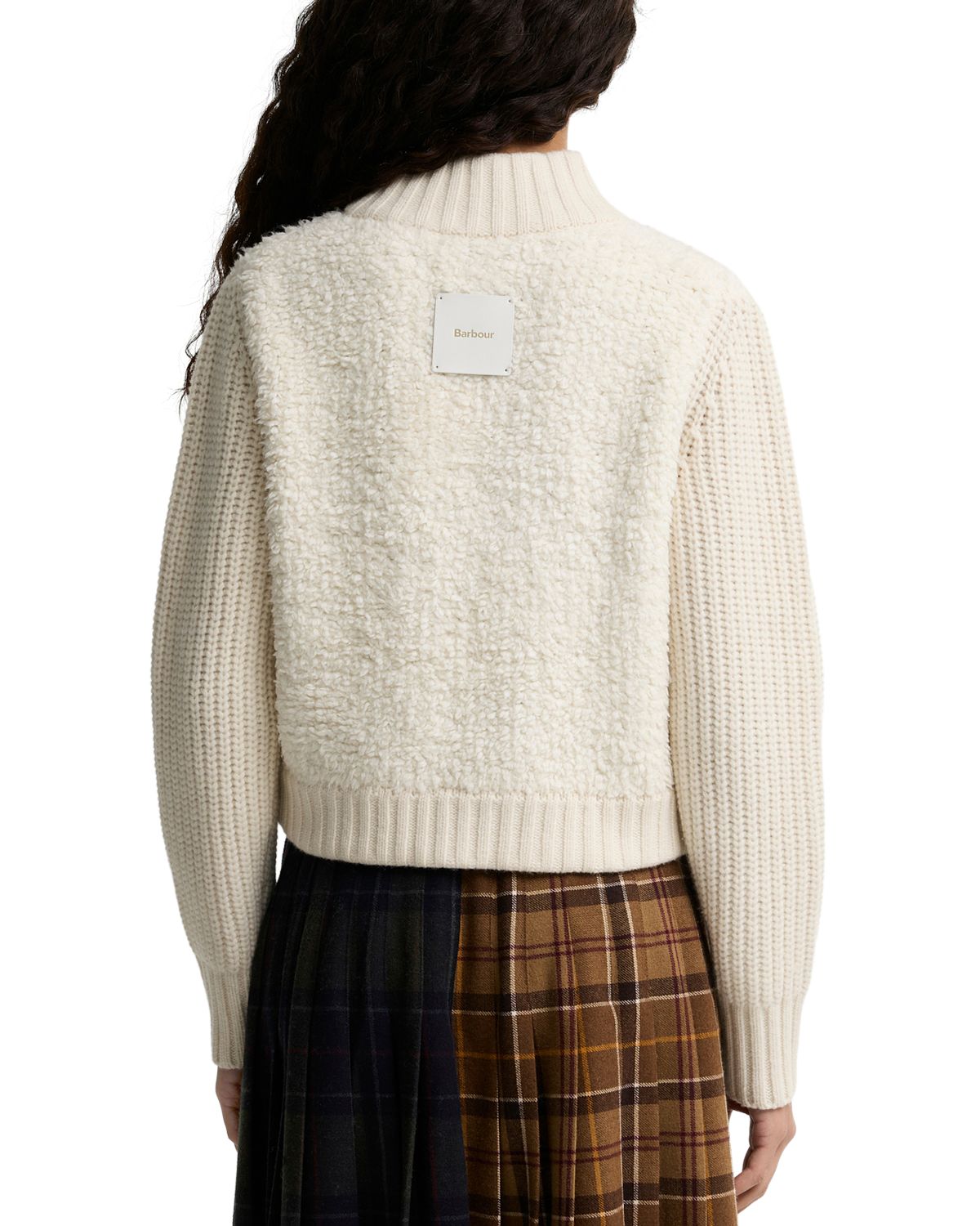 Barbour Women's Hazelwood Knitted Sherpa Fleece Bomber Jacket Ecru