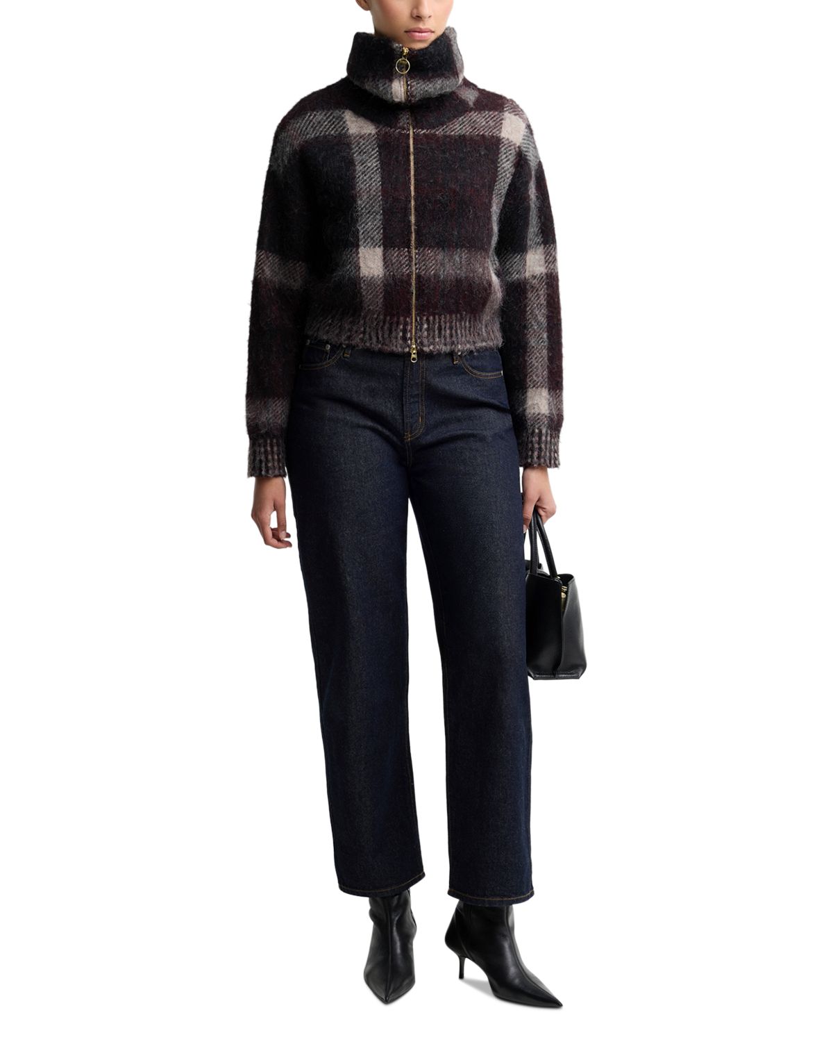 Barbour Women's Carville Tartan Jacquard Bomber Jacket