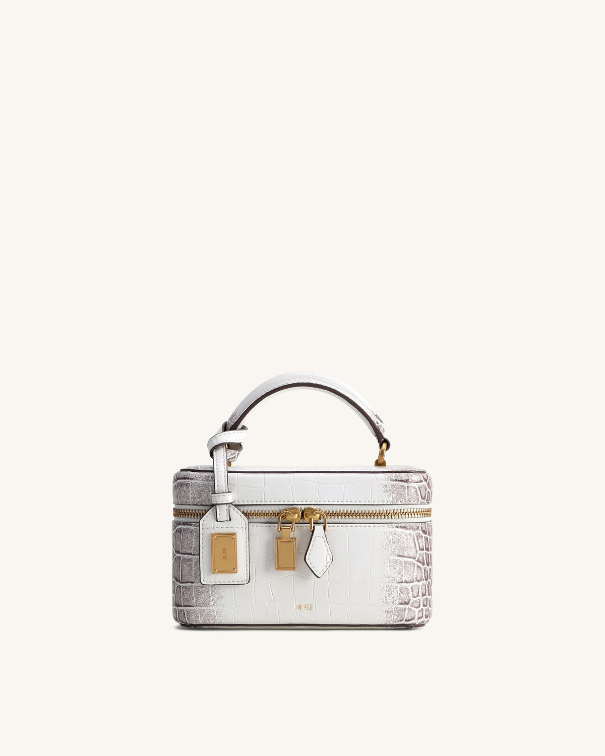 JW PEI Cleo Box Shape Top Handle Bag - White Croc