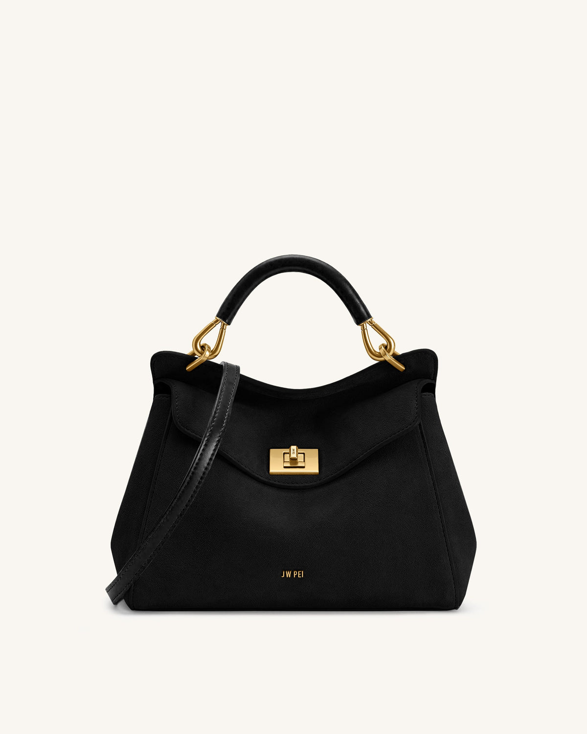 JW PEI Lucia Classic Top Handle Bag - Faux Suede - Black