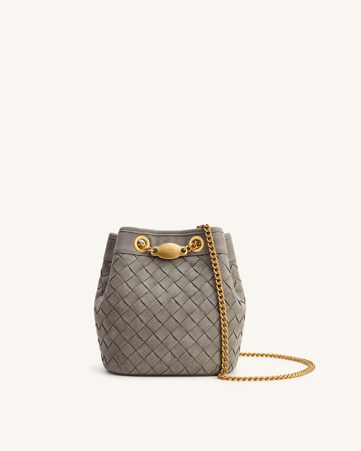JW PEI Yara Hand-Woven Bucket Bag - Faux Suede - Grey