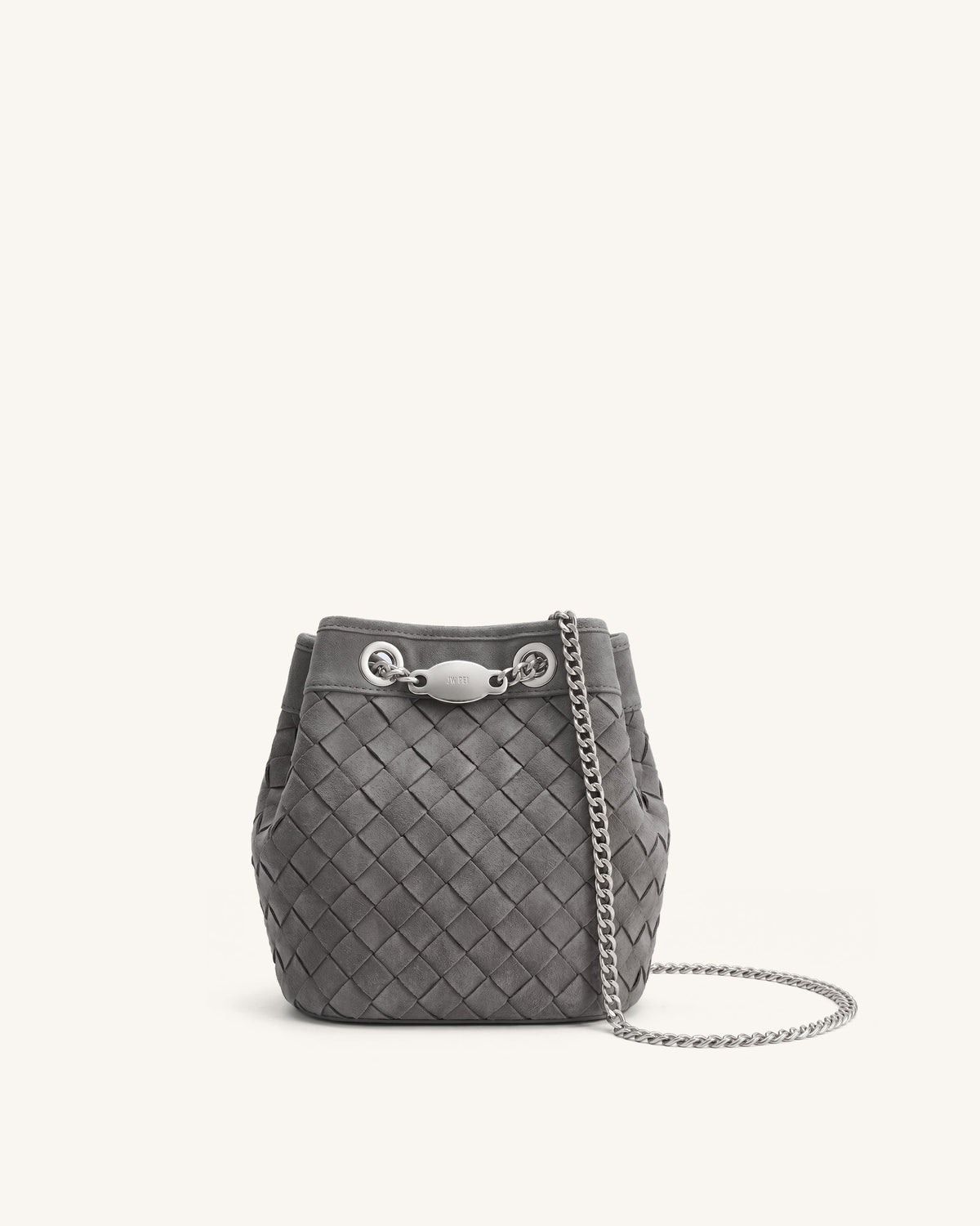JW PEI Yara Hand-Woven Bucket Bag - Faux Suede - Dark Grey