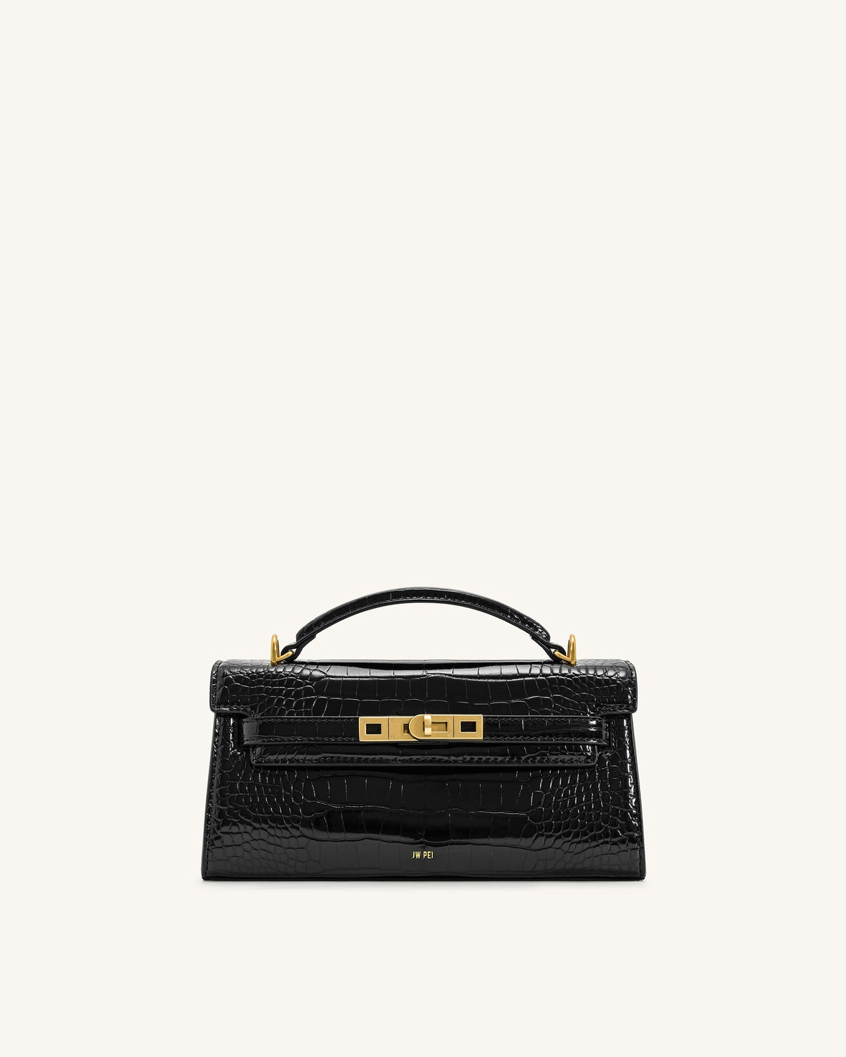 JW PEI Noor Top Handle Bag - Croc - Black