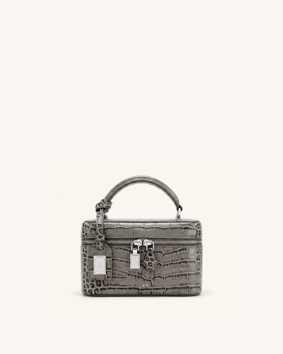 JW PEI Cleo Box Shape Top Handle Bag - Grey Croc