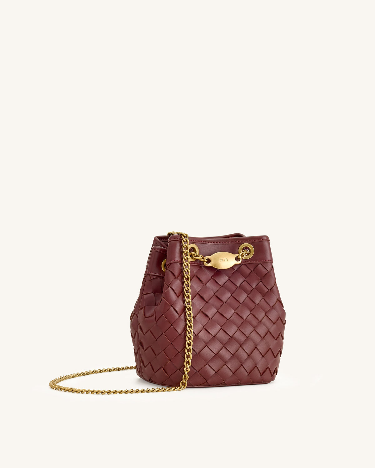 JW PEI Yara Hand-Woven Bucket Bag - Burgundy side