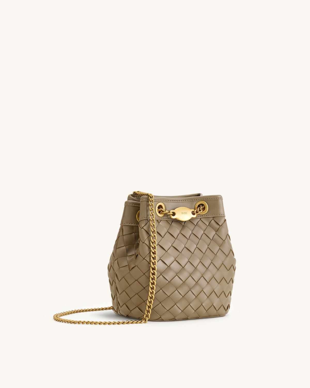 JW PEI Yara Hand-Woven Bucket Bag - Taupe side