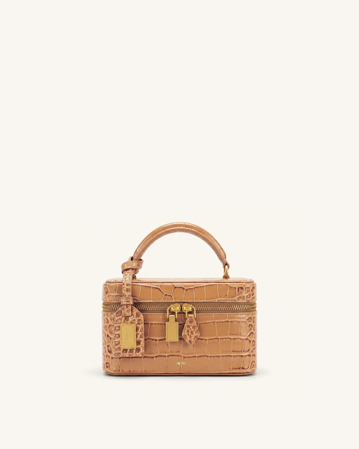 JW PEI Cleo Box Shape Top Handle Bag - Croc - Brown