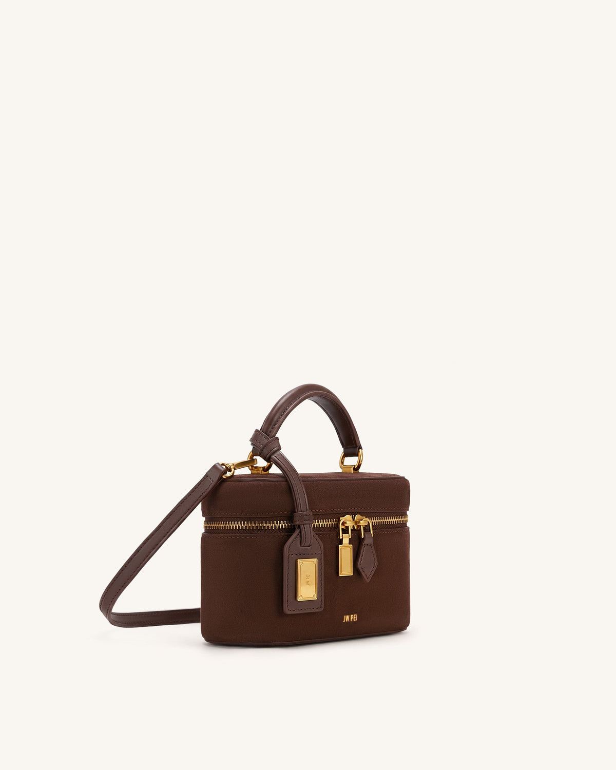 JW PEI Cleo Box Shape Top Handle Bag - Faux Suede - Chocolate Brown side
