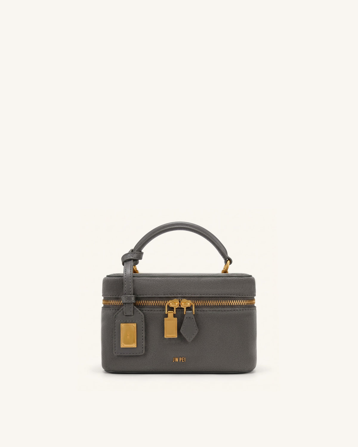 JW PEI Cleo Box Shape Top Handle Bag - Faux Suede - Dark Gray