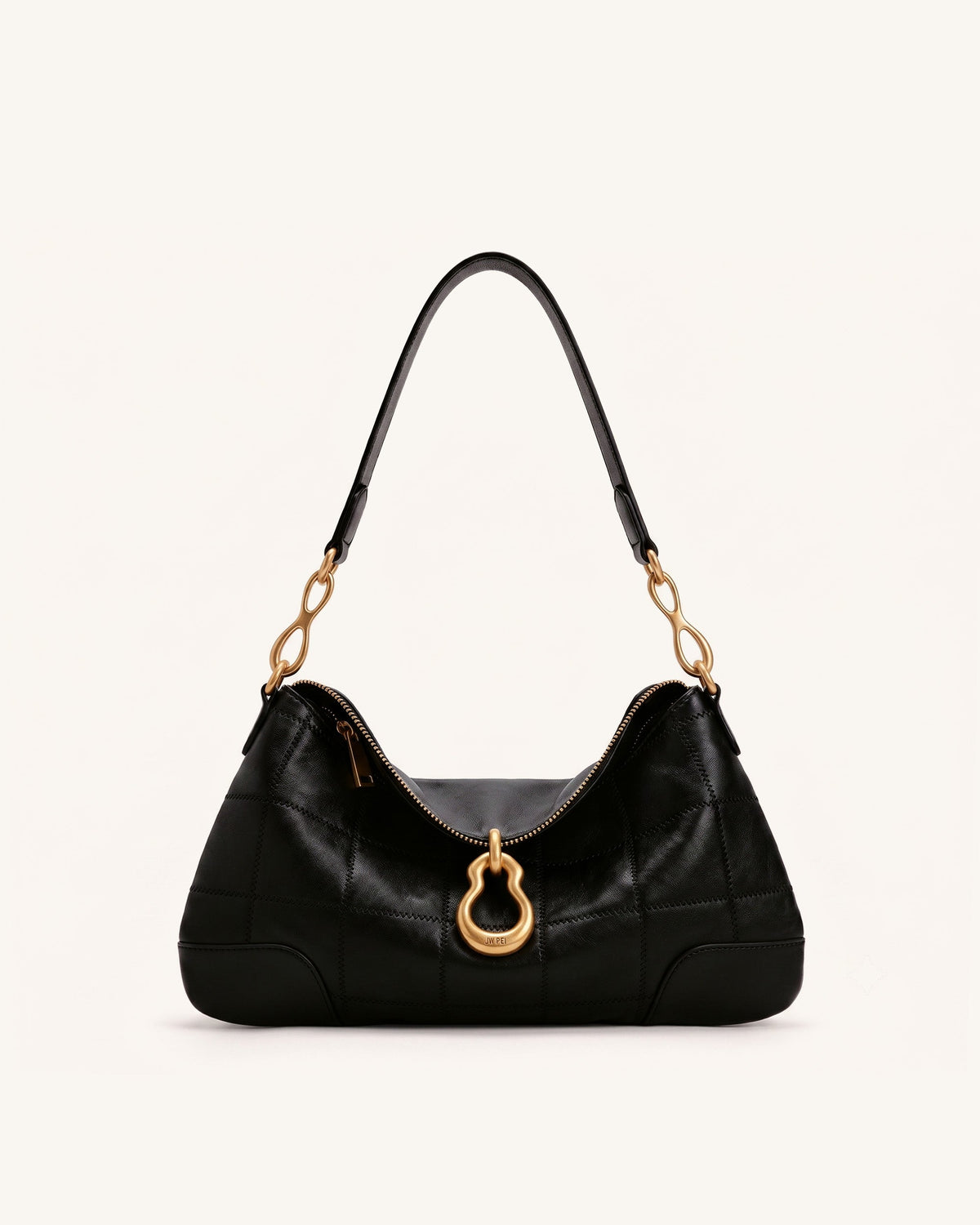 JW PEI Jayla Metal Pendant Shoulder Bag - Charcoal Black