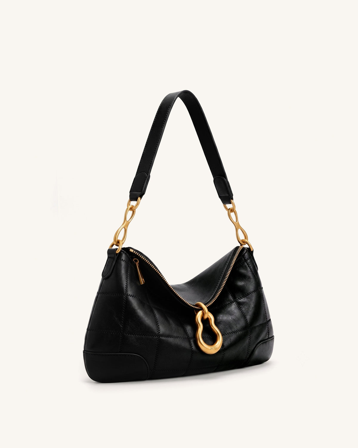 JW PEI Jayla Metal Pendant Shoulder Bag - Charcoal Black side