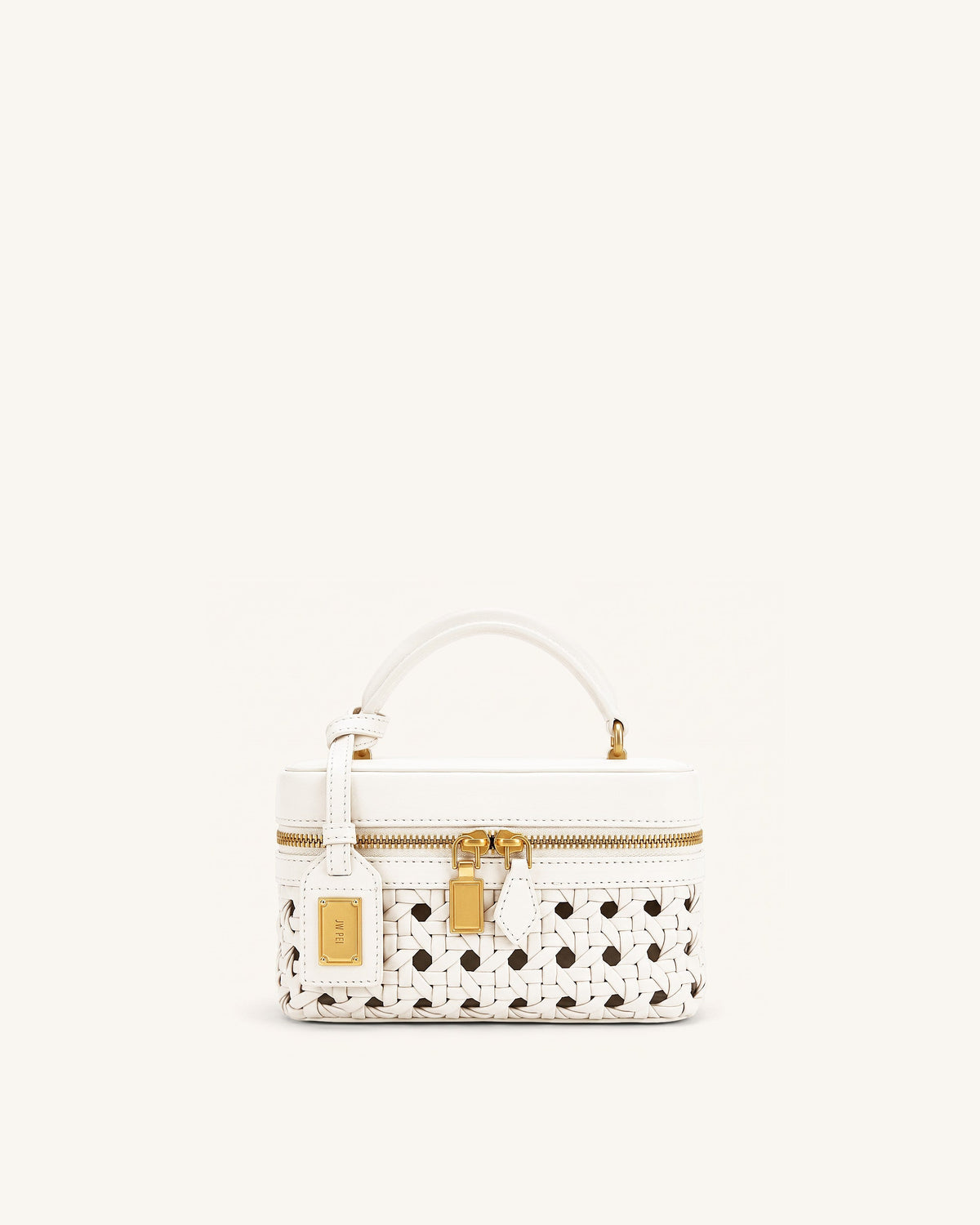JW PEI Cleo Box Shape Top Handle Bag - Woven - Warm White