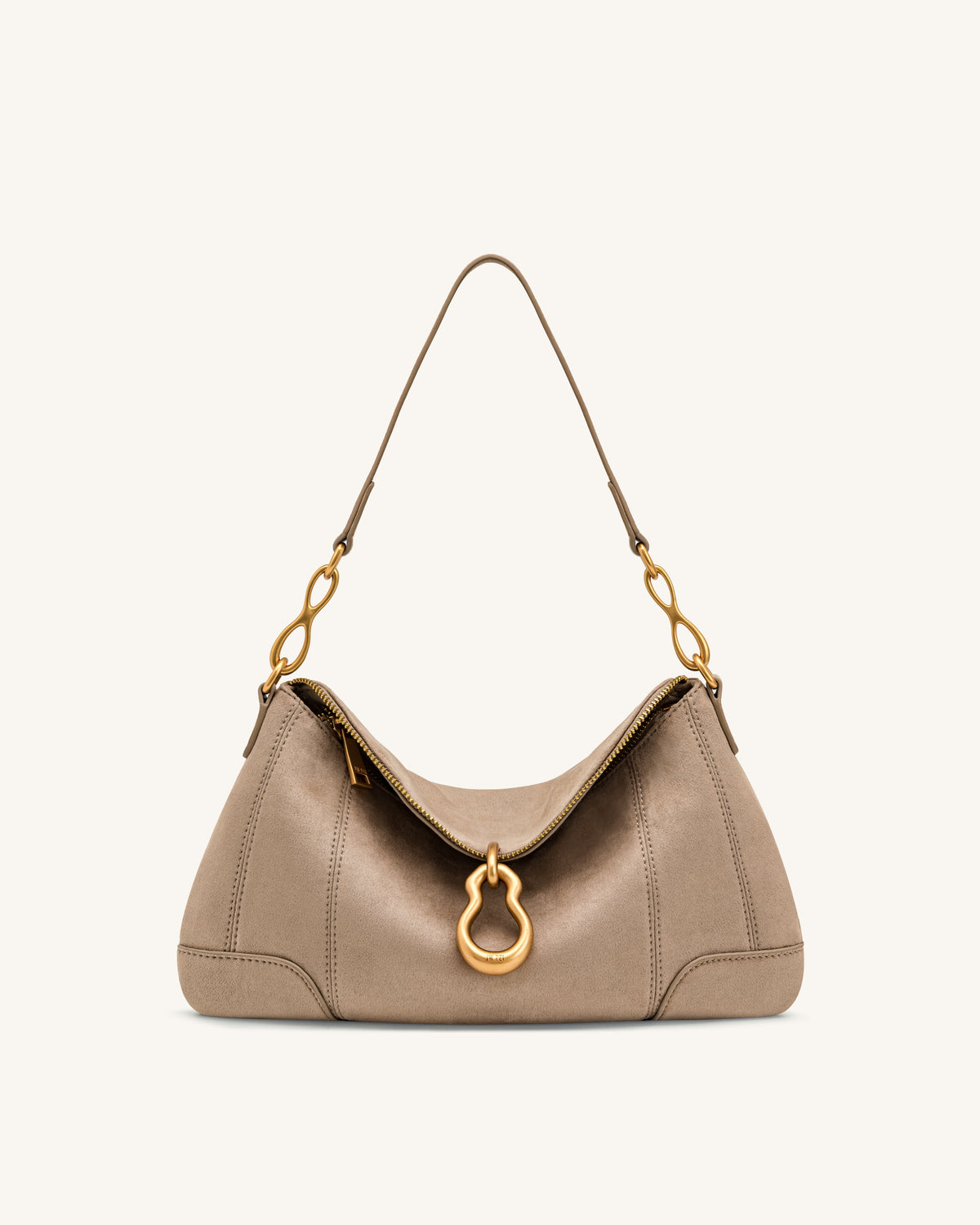 JW PEI Jayla Metal Pendant Shoulder Bag - Faux Suede - Grey