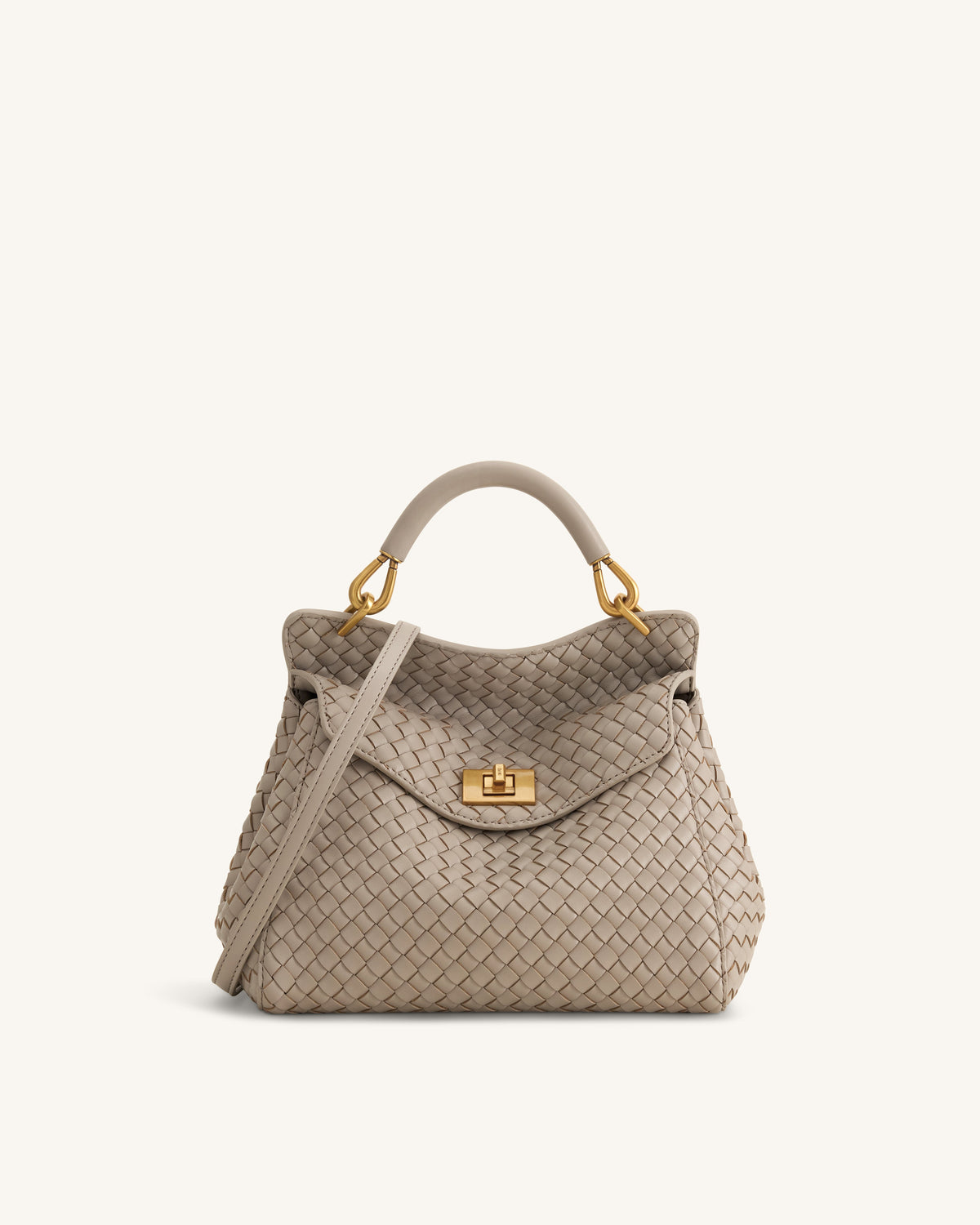 JW PEI Lucia Classic Top Handle Bag - Woven - Mud Gray