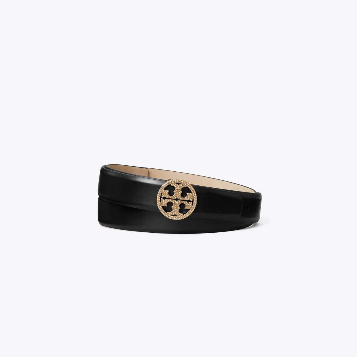 Tory Burch 1" Miller Smooth Leather Pavé Logo Belt