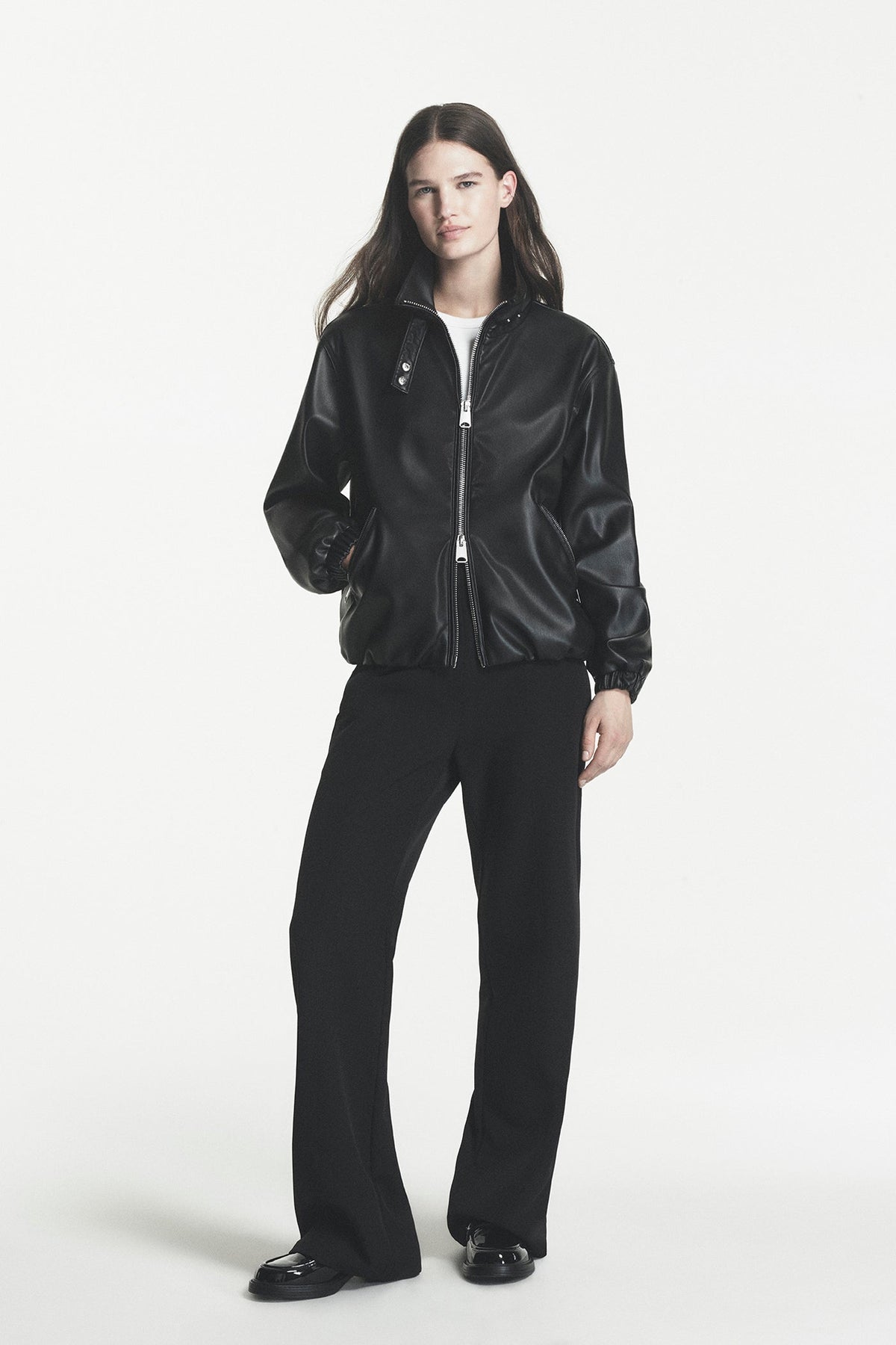 DKNY Faux Leather Bomber Black