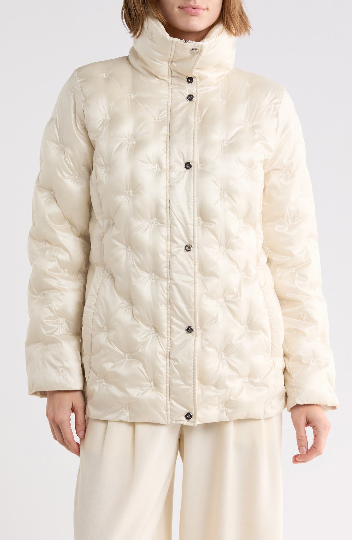 Ralph Lauren Women's Monogram Quilted Puffer Jacket - Ivory Beige