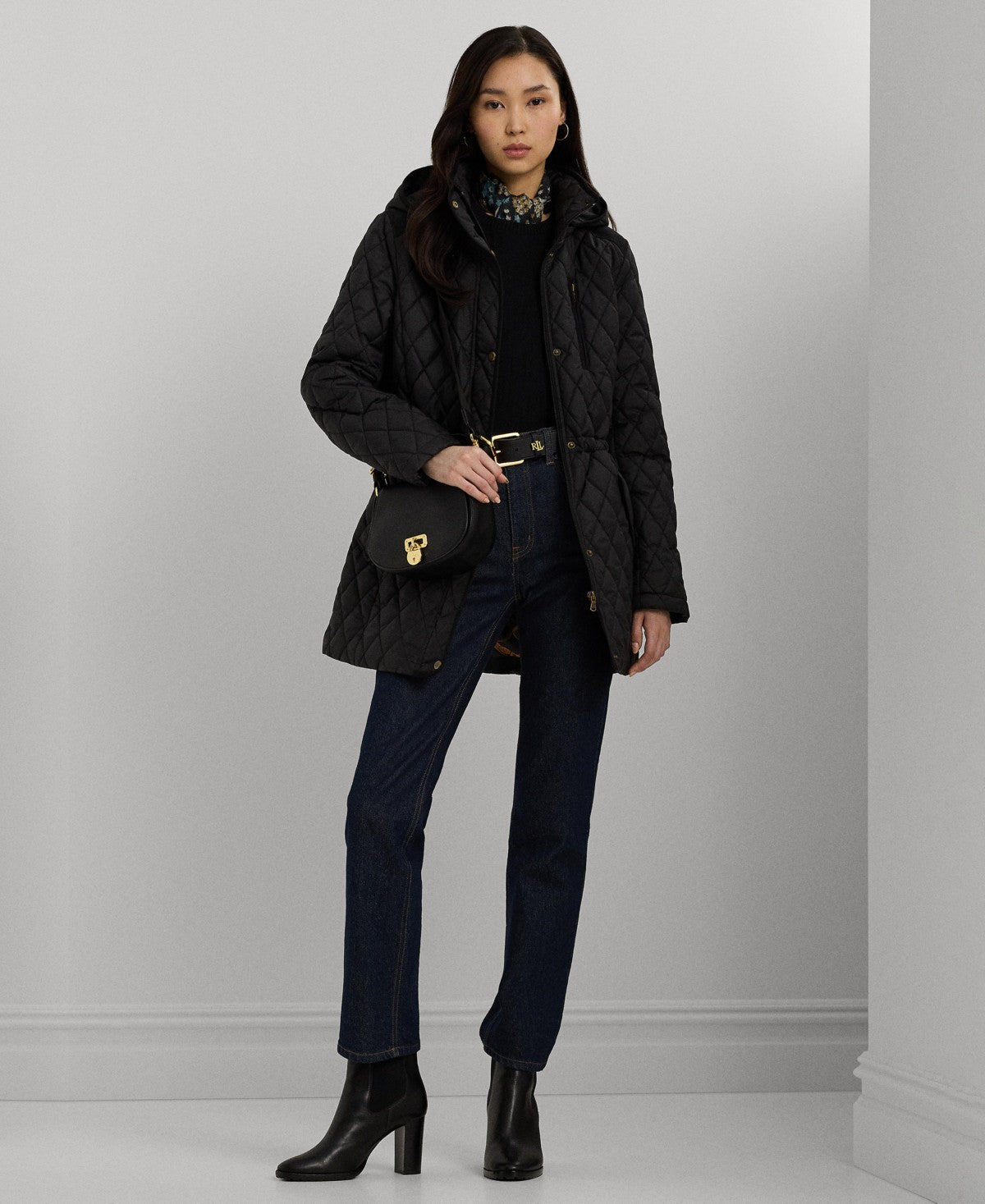Ralph Lauren Women's Hooded Anorak Quilted Coat - Black