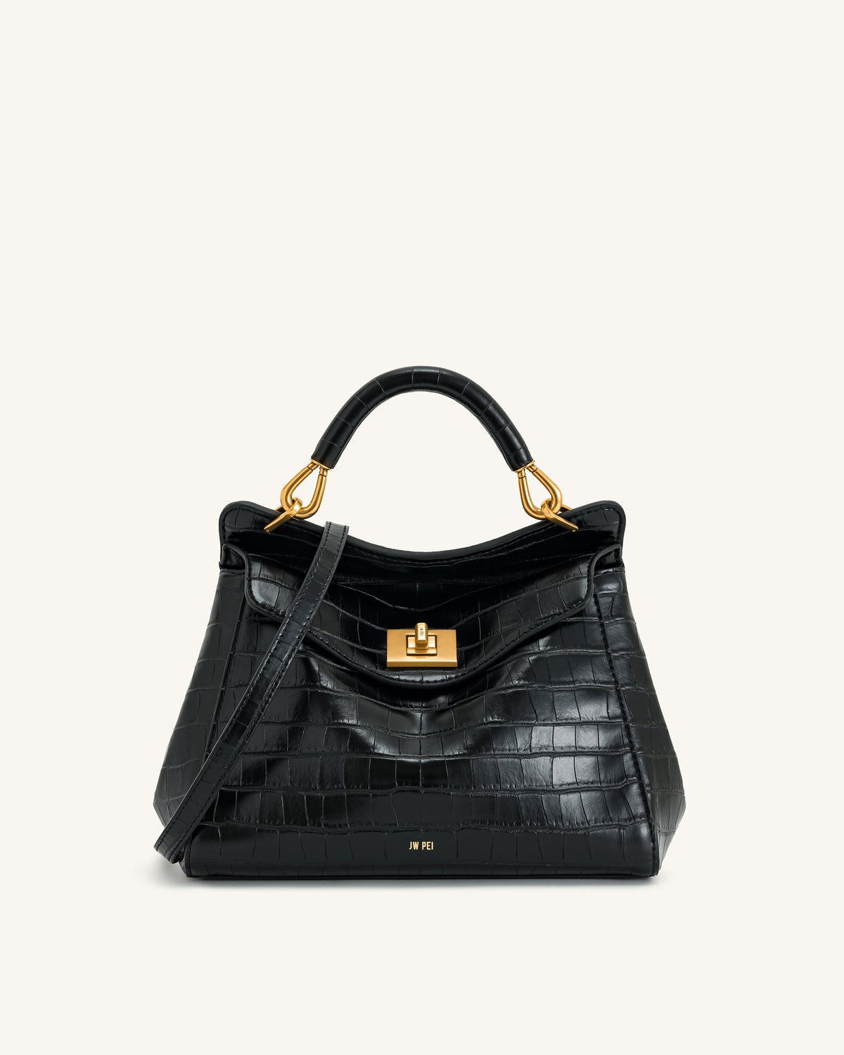 JW PEI Lucia Classic Top Handle Bag - Black Croc