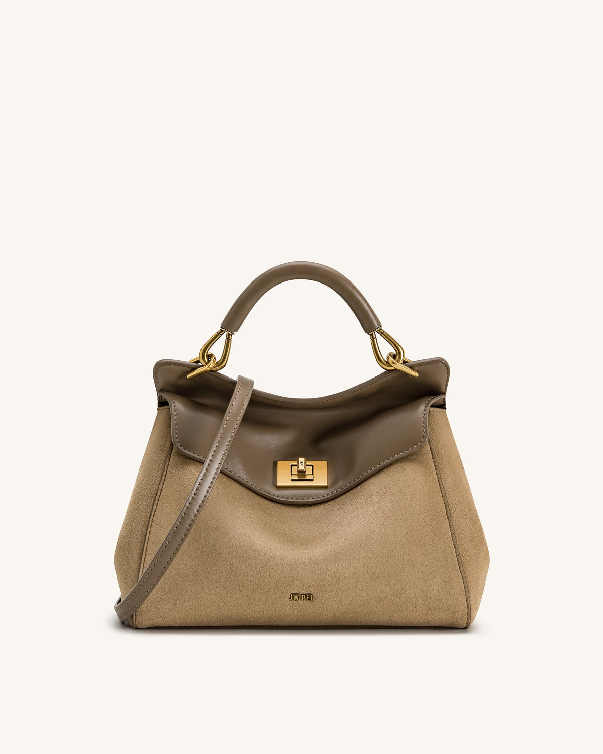 JW PEI Lucia Classic Top Handle Bag - Faux Suede - Taupe