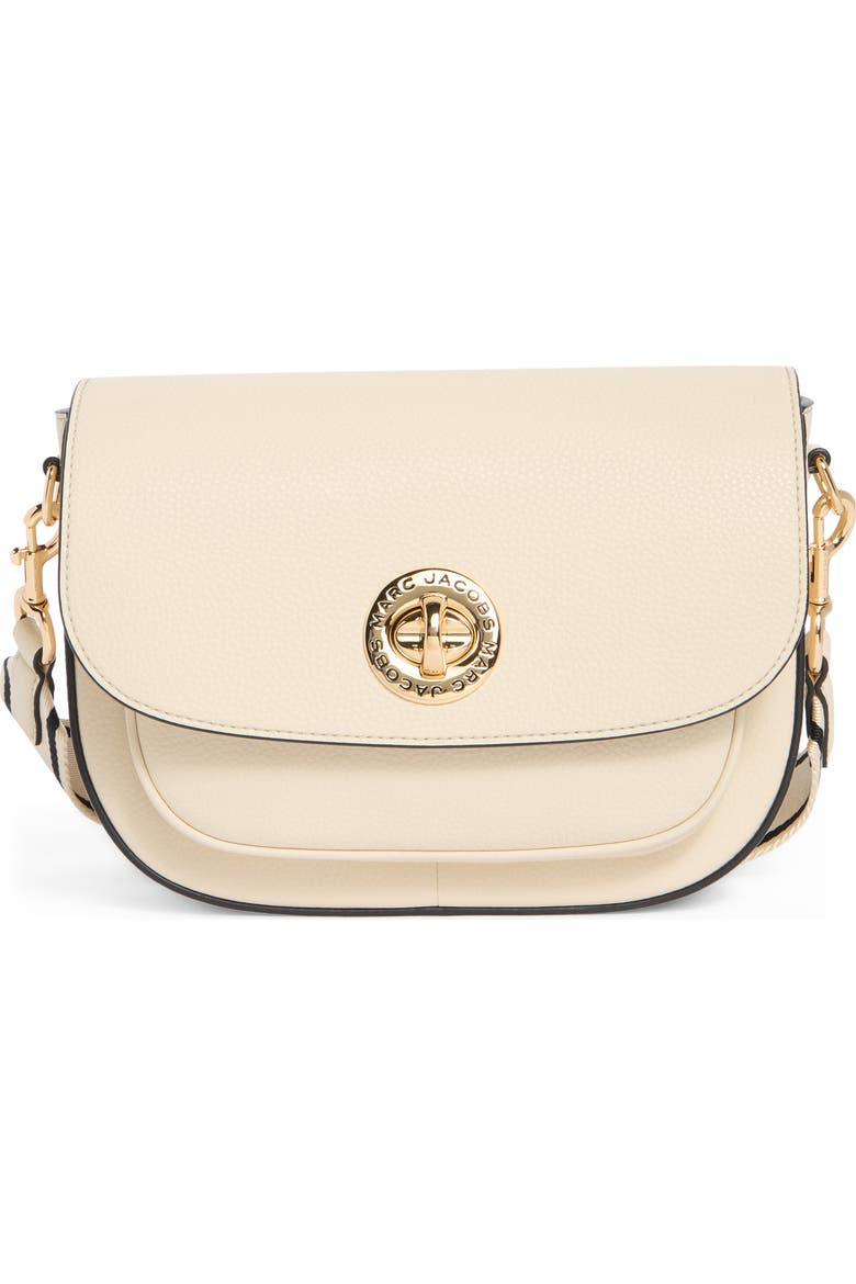 Signet Turnlock Leather Saddle Bag - Marshmallow