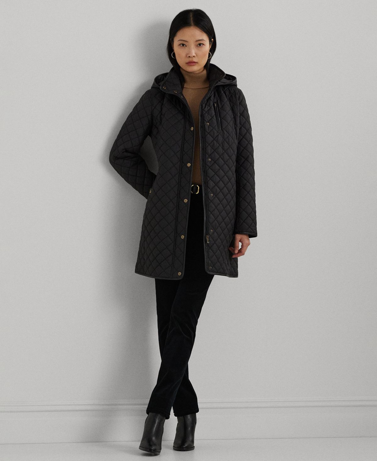 Ralph Lauren Women's Hooded Quilted Coat - Black