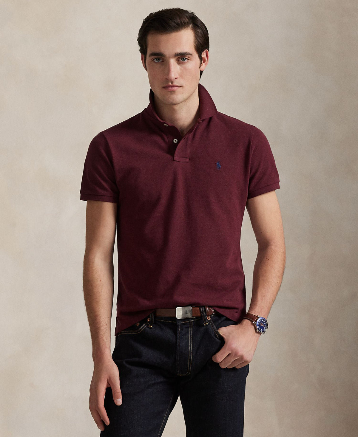 Ralph Lauren Men's Classic-Fit Cotton Polo Shirt - Spring Wine Heather