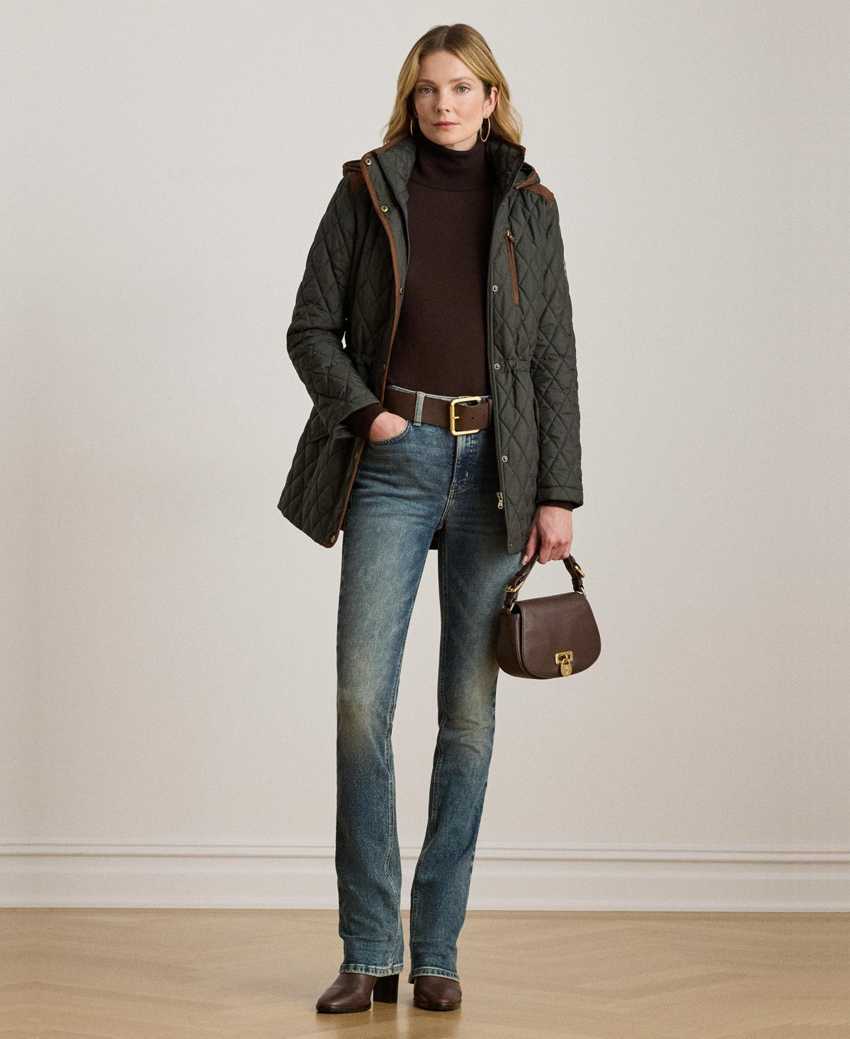 Ralph Lauren Women's Hooded Anorak Quilted Coat - Litchfield Loden