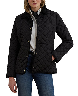 Ralph Lauren Women's Faux-Sherpa-Collar Quilted Coat - Black