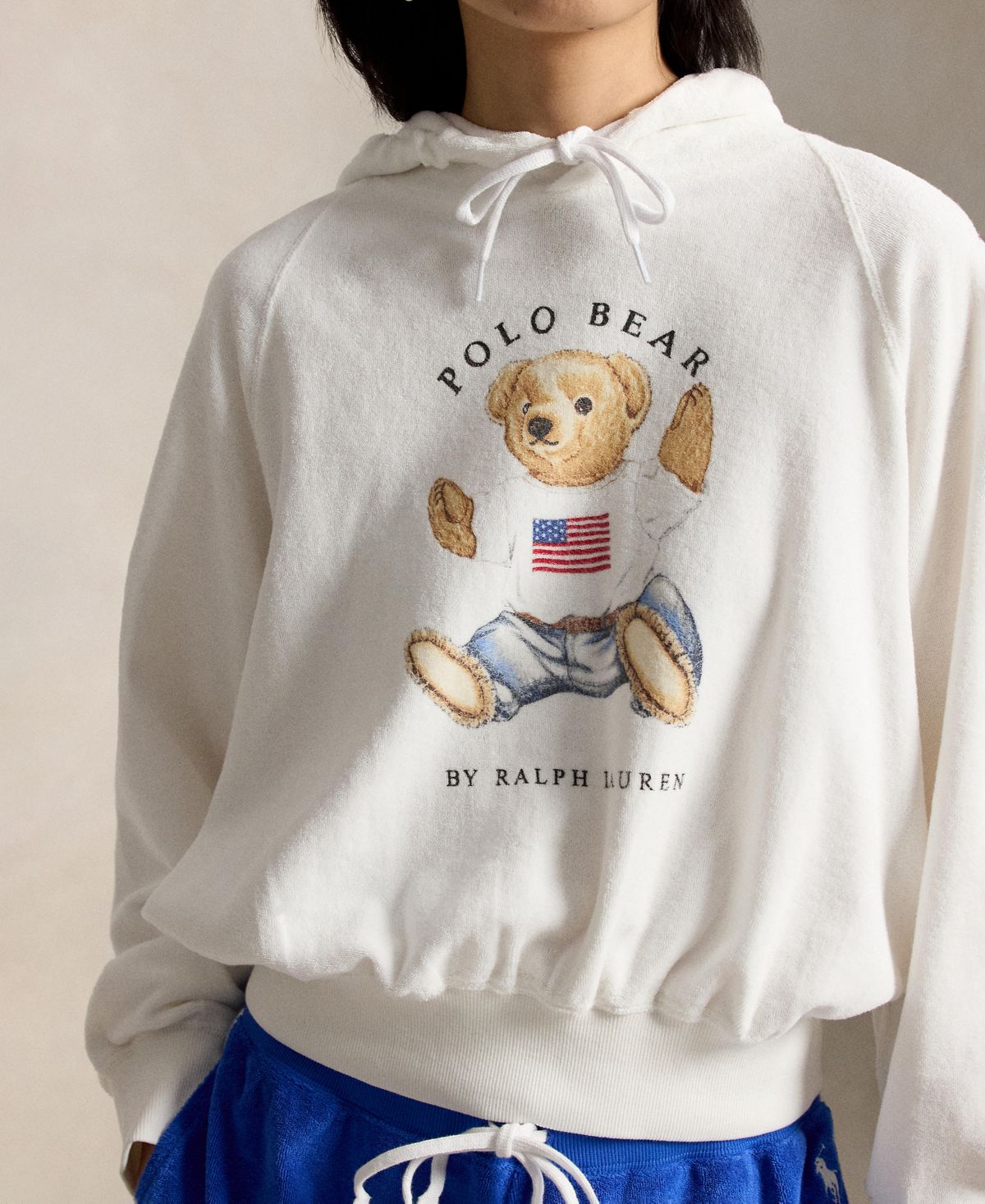 Ralph Lauren Women's Polo Bear Drawstring Hood Sweatshirt - White