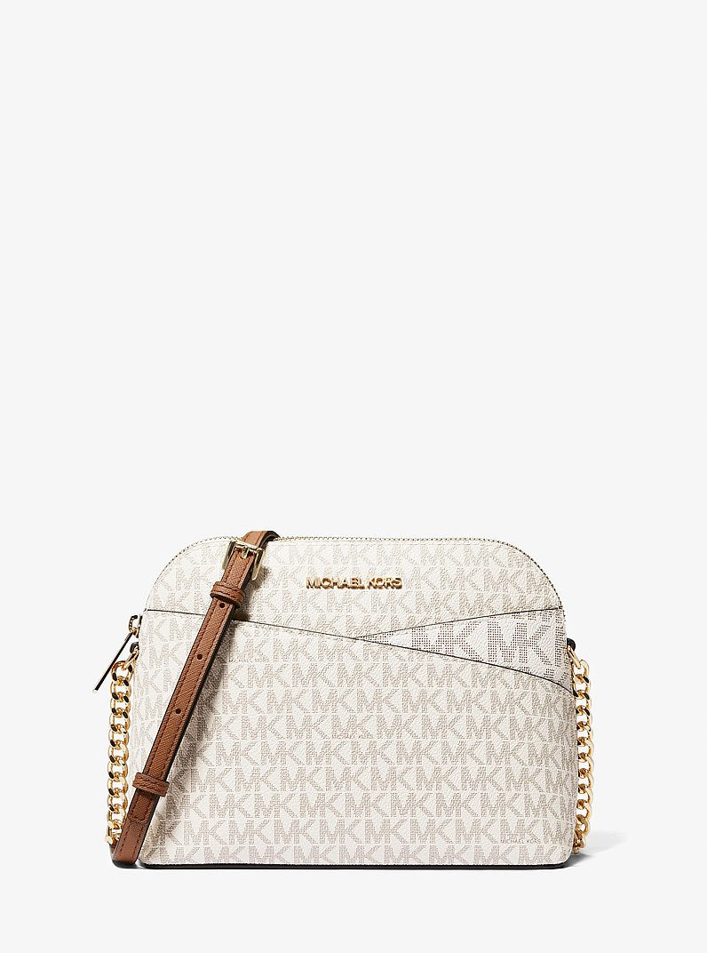 Michael Kors Jet Set Travel Medium Logo Dome Crossbody - Vanilla