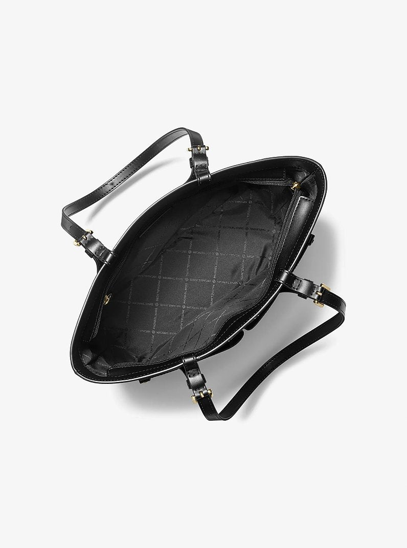Jet Set Medium Logo Pocket Tote Bag - Black 2