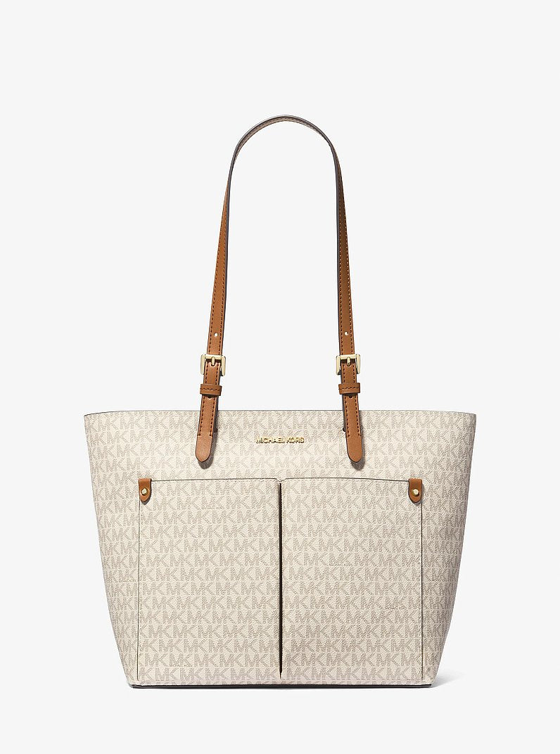Michael Kors Jet Set Medium Logo Pocket Tote Bag - Vanilla