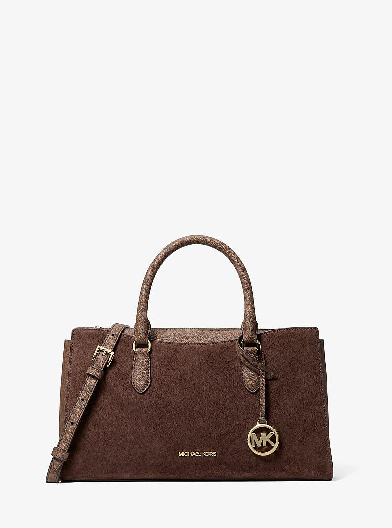 Arden Medium Top-Zip Satchel - Signature Logo / Nutmeg