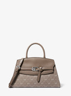 Greta Medium Satchel - Signature Logo Mushroom