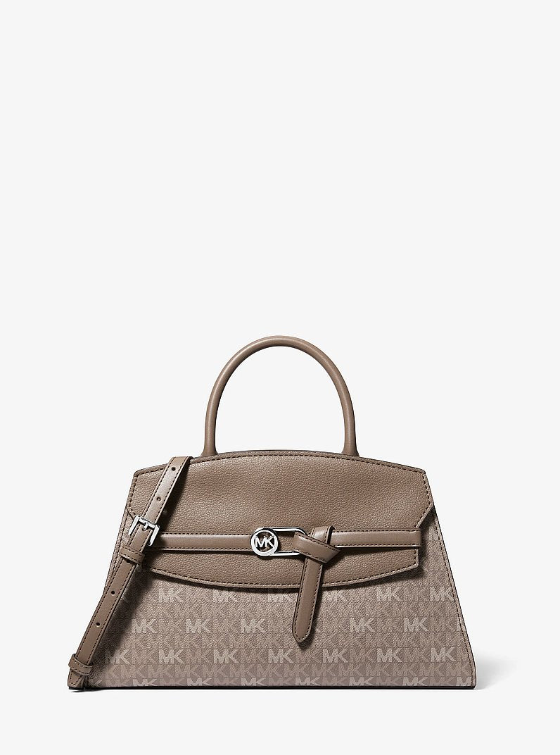 Greta Medium Satchel - Signature Logo Mushroom
