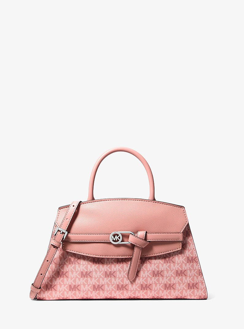 Greta Medium Satchel - Signature Logo Sunset Rose