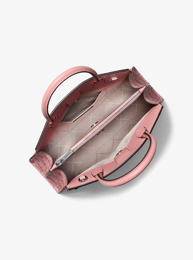Greta Medium Satchel - Signature Logo Sunset Rose alt view