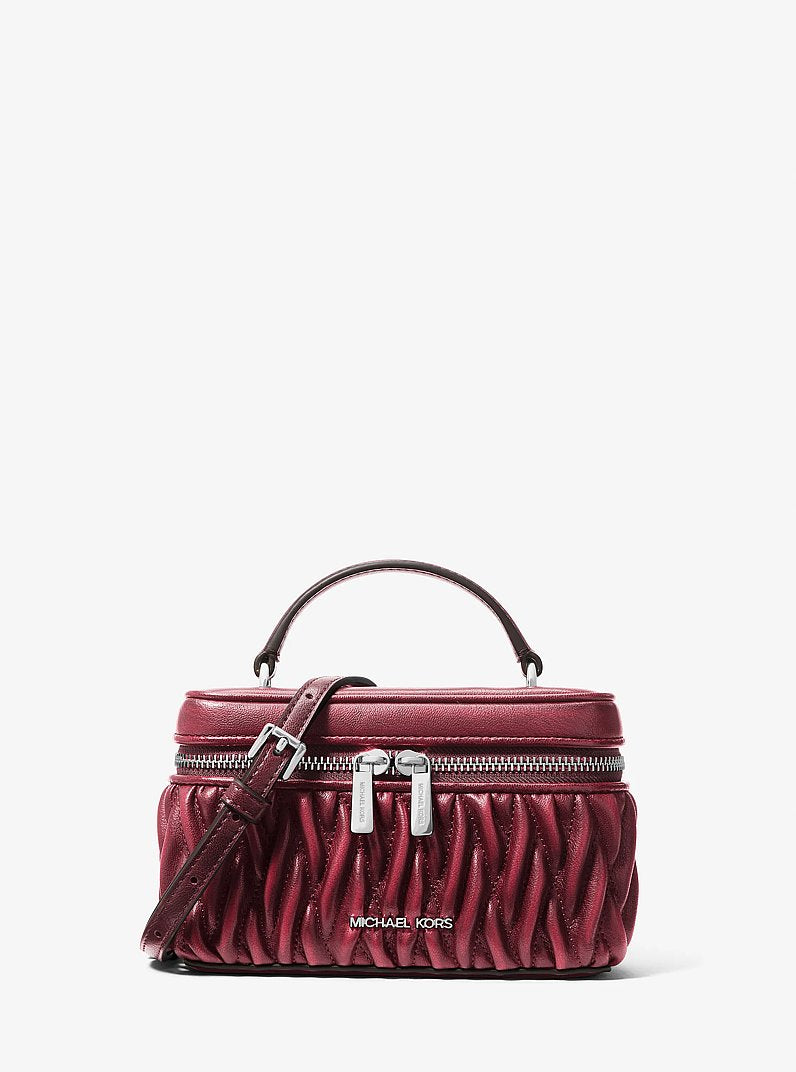Vivi Small Vanity Crossbody Bag - Matelassé Burnished / Maroon