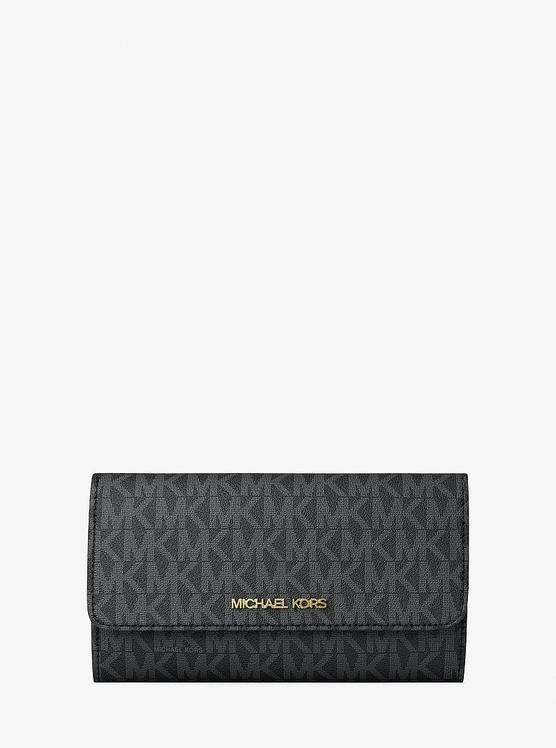 Michael Kors Jet Set Large Logo Trifold Wallet - Black