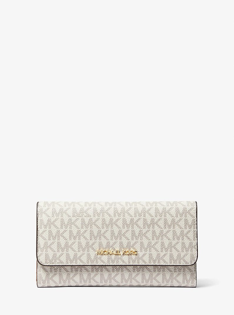 Michael Kors Jet Set Large Logo Trifold Wallet - Vanilla