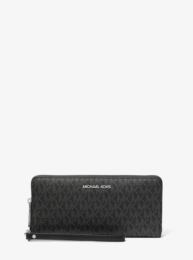 Michael Kors Jet Set Travel Large Signature Logo Continental Wallet - Black