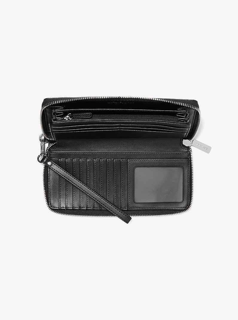 Jet Set Travel Large Signature Logo Continental Wallet - Black