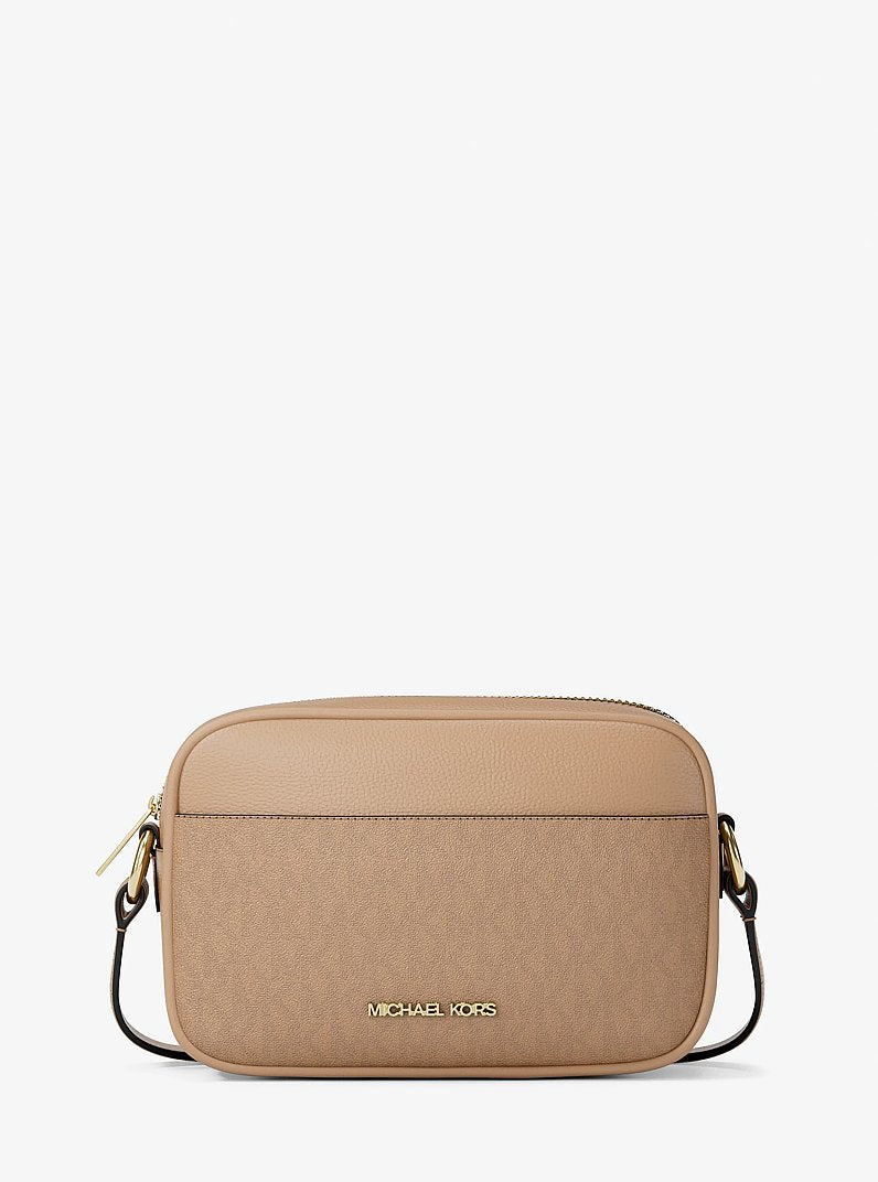 Jet Set Small Signature Logo Camera Crossbody Bag - Camel